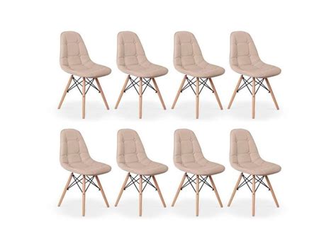 Kit Cadeiras Dkr Charles Eames Wood Estofada Botonê Nude em Promoção é no Buscapé
