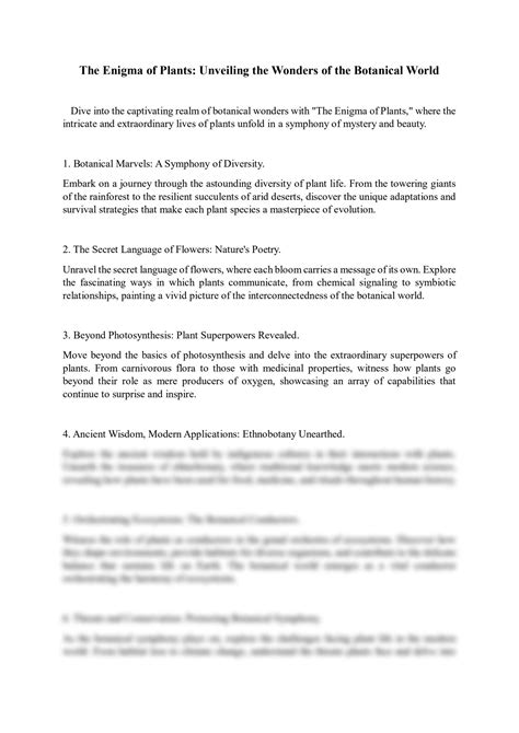 SOLUTION: The enigma of plants unveiling the wonders of the botanical