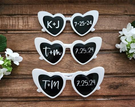 Custom Wedding Sunglasses Personalised Love Heart Sunglasses White