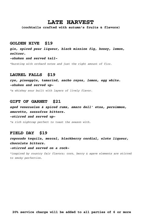 Raines At The William Menu — The Raines Law Room