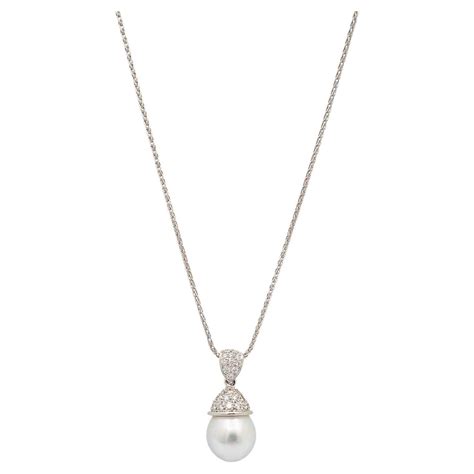 Mikimoto Ladies Platinum White South Sea Cultured Pearl Diamond Pendant