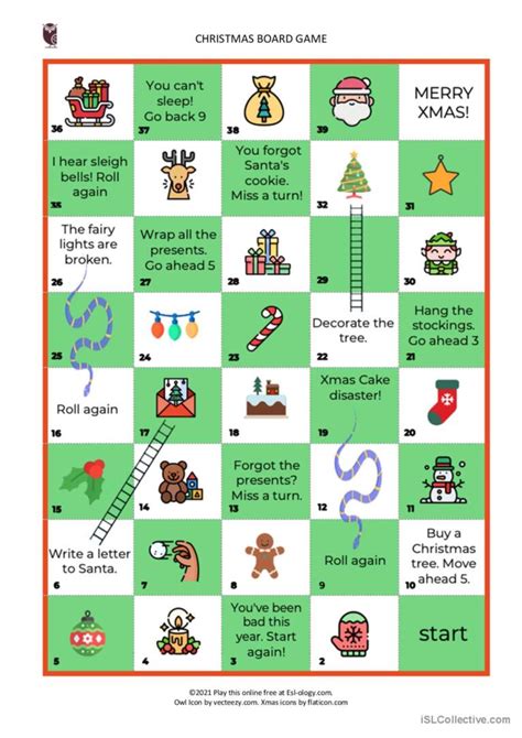 Christmas Board Game English Esl Worksheets Pdf Doc