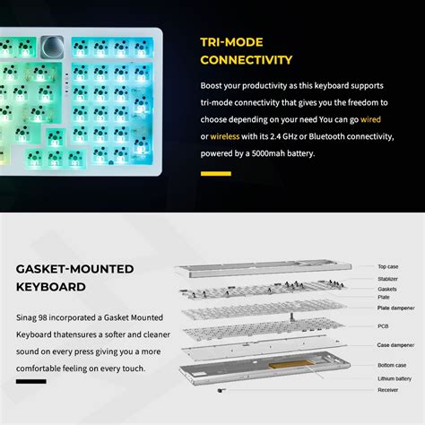 Rakk Sinag Tri Mode Rgb Universal Hot Swap Barebone Tri Mode Connectivity Gaming Keyboard