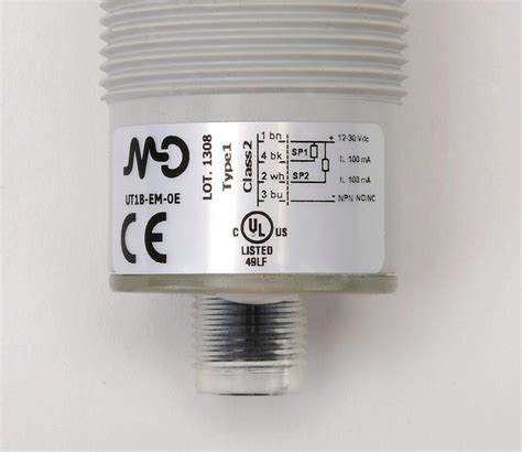 Ultrasonic Proximity Sensor: 30mm diameter x 99.8mm body, 250-3500mm ...