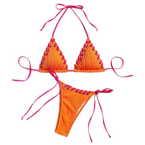 ChuanccWomens Piece Swimsuits Triangle Bikini Women Two Piece Bikini Swimsuit Color Block