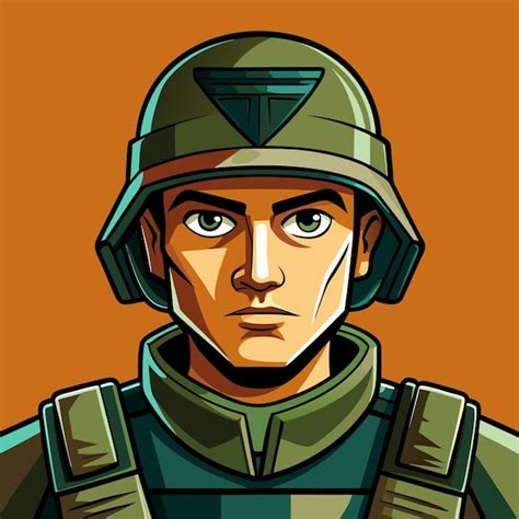 Um Desenho De Um Soldado Um Capacete Verde E Uma Grande Camiseta