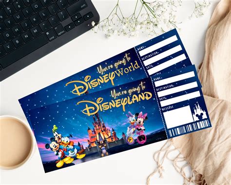 Surprise Disneyland Ticket, Disneyworld Ticket, Editable Ticket