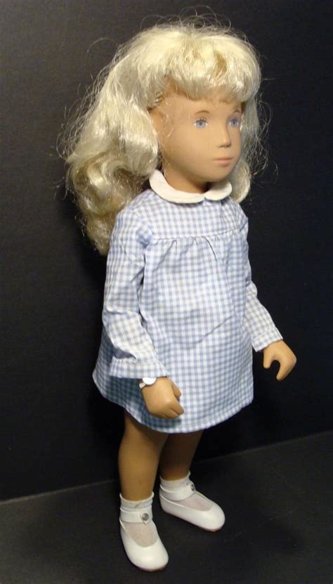 Vintage Sasha Doll Blonde Hair Blue Gingham Dress Trenton England Hang Tag
