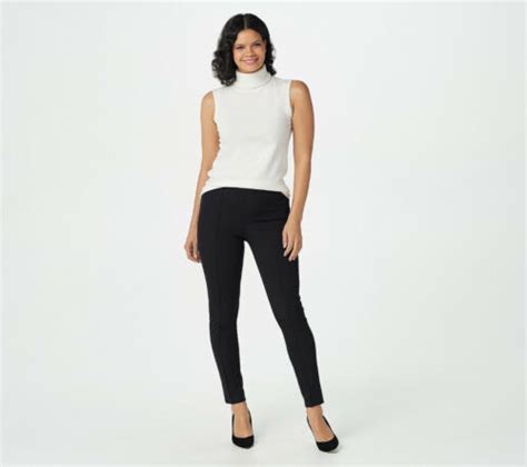 Isaac Mizrahi Live Petite Stretch Slim Leg Pants Pockets Black