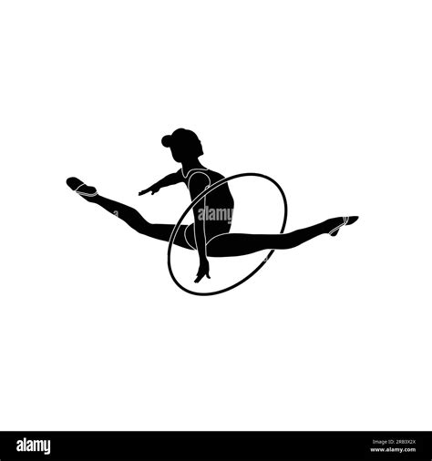 Hoop Rhythmic Gymnastics Flat Sihouette Vector Rhythmic Gymnastics