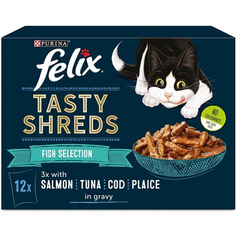 Felix Tasty Shreds Fish Selection in Gravy 12 pcs купить + отзывы и ...