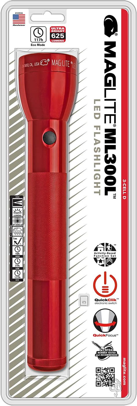 Maglite ML300L LED 2 Cell D Flashlight Red Amazon