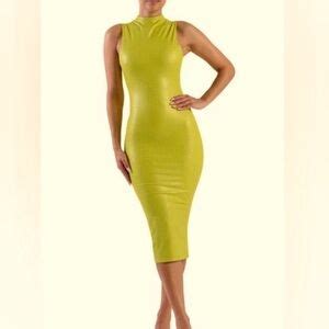 Naked Wardrobe Dresses Nwot Naked Wardrobe Green Boss Croc Embossed Faux Leather Bodycon
