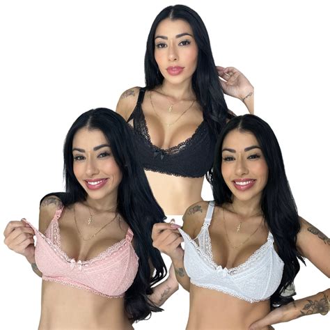 Kit 3 Sutiã Lingerie Amamentação Reforçado Renda Gestante Pós Parto Shopee Brasil