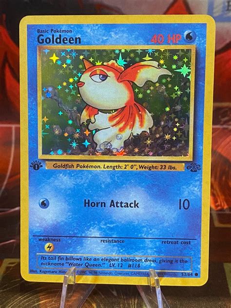 Goldeen Jungle Fossil Base Set Pokemon Custom Card Holographic Etsy