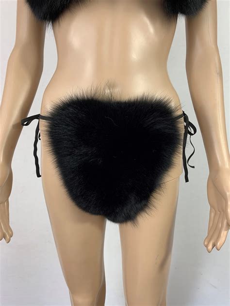 Fox Fur Bikini Double Sided Fur Two Pieces Bikini Fur Top And Etsy UK