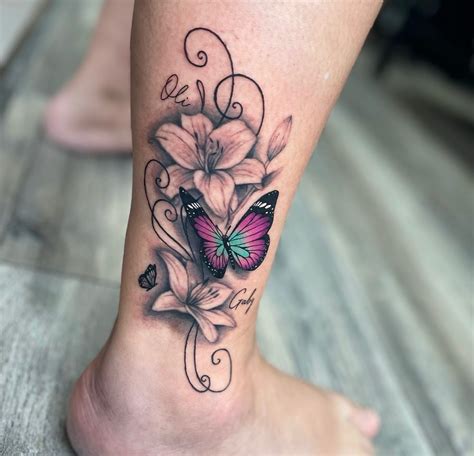 Realistic Butterfly Tattoos On Ankle