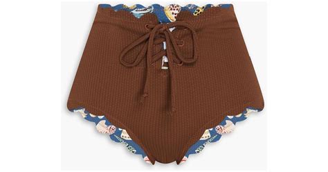 Marysia Swim Riviera Reversible Scalloped Seersucker High Rise Bikini
