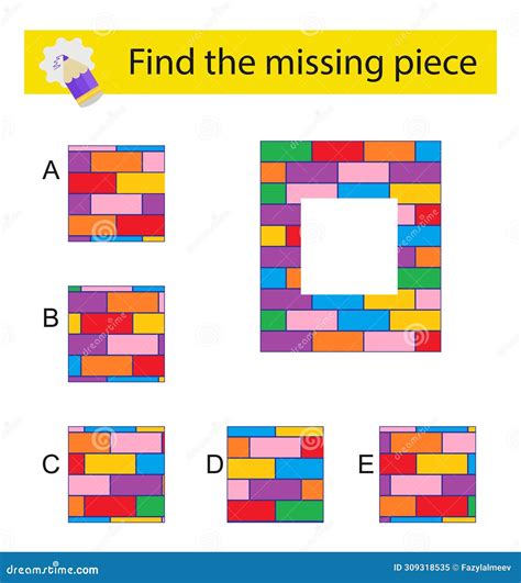 Logic Puzzle for Children. Need To Find the Missing Piece. Children