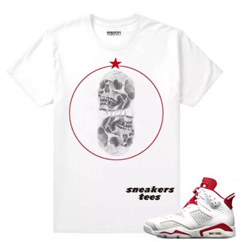 Match Jordan 6 Alternate Skull Brothers White T Shirt Nike Air Jordan