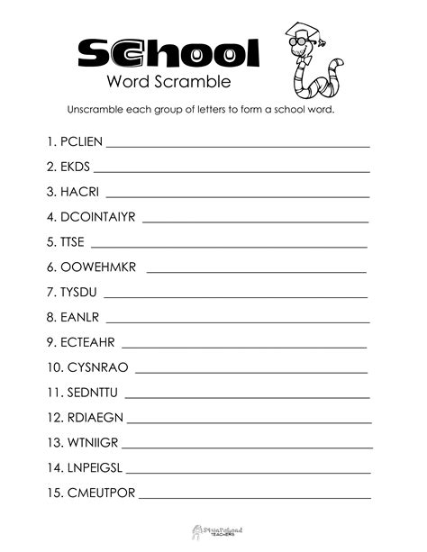 Word Scramble Maker | World Famous From The Teacher's Corner | Free ...