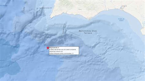 Sismo de 3 4 na escala de Richter registado a sul do cabo de São Vicente