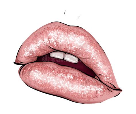 Hand Drawn Parted Lips In Nude Color Vector Parted Lips Beige Lip Color Gloss Beautiful Woman