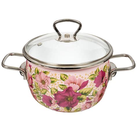 Кастрюля эмалированная сталь, 3 л, с крышкой, крышка стекло, Vitross ...