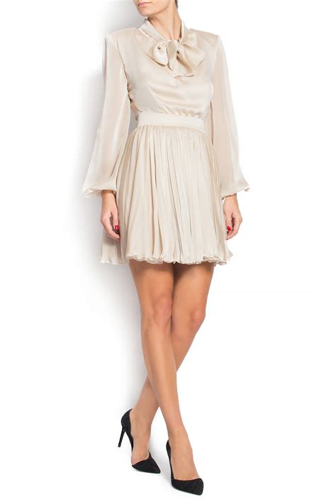 Pussy Bow Silk Chiffon Mini Dress Mini Dresses Made To Measure