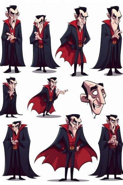 Premium Ai Image Count Dracula Cartoon Set Halloween Illustration