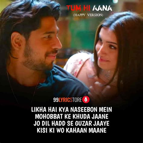 TUM HI AANA HAPPY VERSION LYRICS Marjaavaan Jubin Nautiyal