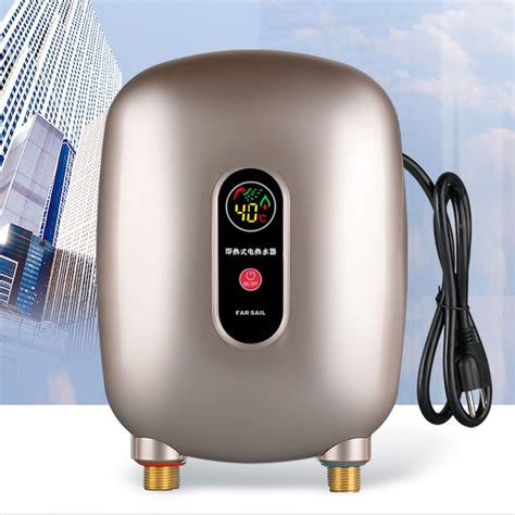 Electric Instant Hot Water Heater Mini Tankless Heater Kitchen F Ipx V Black Gold