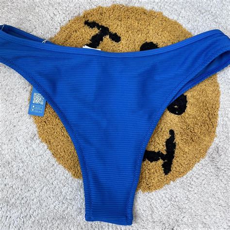 Blue Bikini Bottoms Ribbed Never Worn On The Depop