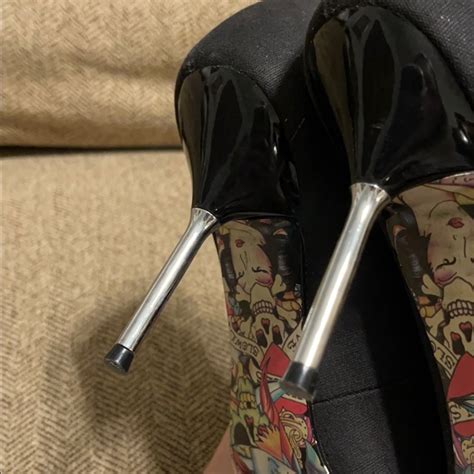 Ed Hardy Koi Fish Stiletto Heel Shoes Womens Sz 8 Gem