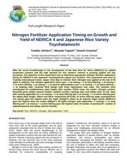 Nitrogen Fertilizer Application Timing On Growth And Yield Of Nerica 4 ...