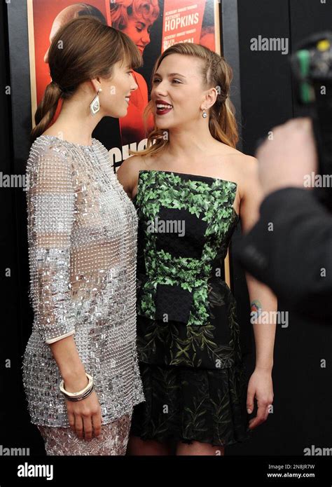 Actresses Jessica Biel Left And Scarlett Johansson Attend The