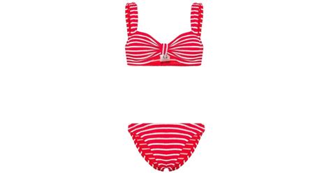 Hunza G Bonnie Stripe Bikini In Red Lyst Uk