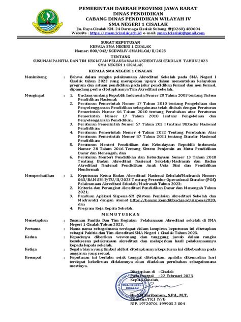Sk Akreditasi Sman 1 Cisalak Pdf