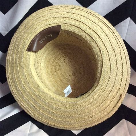 Hat Woven Straw Super Wide Brim Ribbon Band Boardwalk Vintage