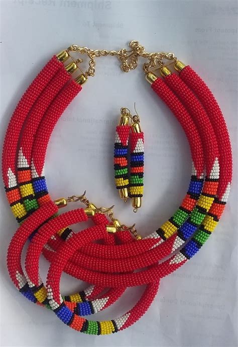 Maasai African Jewelry Set Statement Jewelry Set Kenyan Beaded Neckla