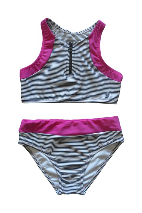 Endeep Genç Kız Fermuar Detaylı Büstiyer Bikini Takımı