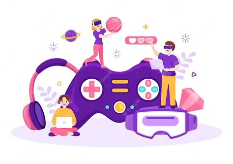 Premium Vector Video Game With Kids Playing Gamepad Fighting Console