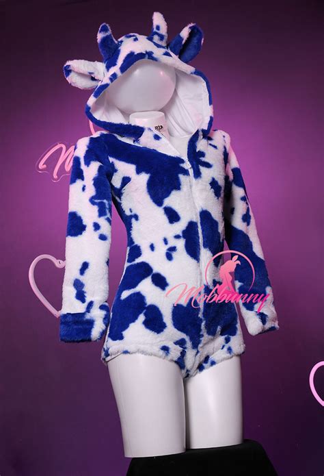 Plush Hooded Milk Print Romper And Thigh Socks Sexy Lingerie Bodysuit Top Quality Lingerie