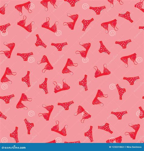Cute Bright And Colorful Summer Beach Bikini Seamless Pattern Stock Illustration Illustration