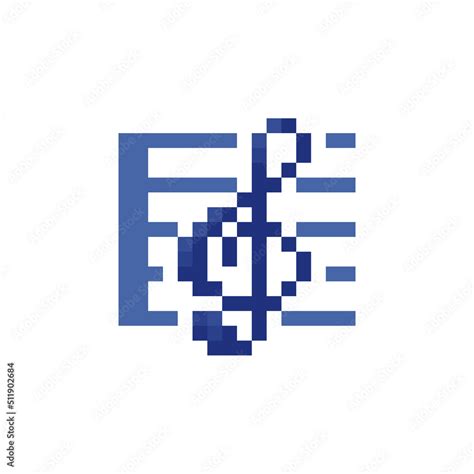 Musical Score Treble Clef Icon Pixel Art Style 8 Bit Sprite Old