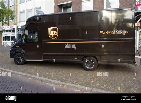 Arnhem, Netherlands - October 29, 2019: UPS lorry parked in the street ...
