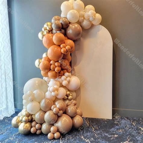 Pcs Doubled Nude Blush Matte Beige Mocha Brown Chrome Gold Balloons Arch Garland Kit Boho