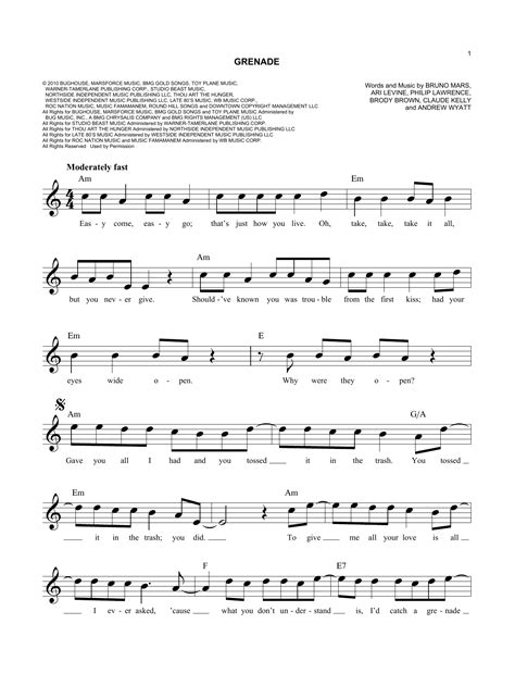 Grenade Chords