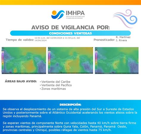 IMHPA Advierte Sobre Aviso De Vigilancia Por Fuertes Vientos