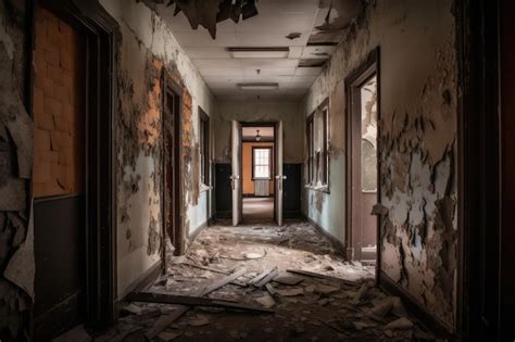 Premium Ai Image Creepy Asylum With Cracked Walls And Peeling Paint